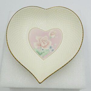 Mikasa Heart Shaped Candy Dish Ivory Bone China Rose Duet Pink B2016 Japan
